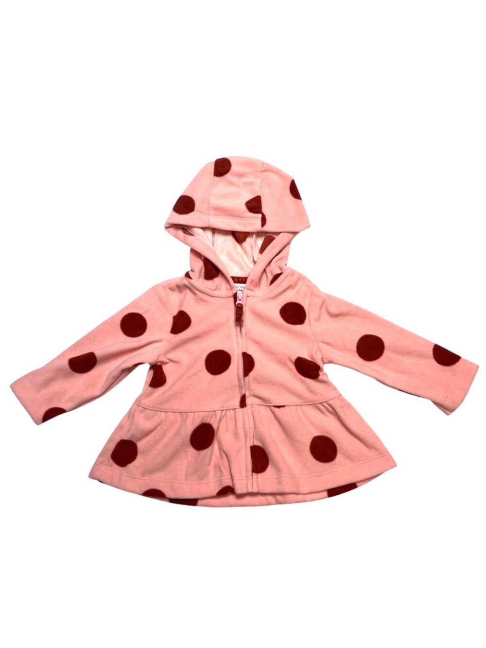 Carters Baby Girl Hooded Pink Polka Dot Fleece Jacket 6M Soft Warm Long Sleeve N